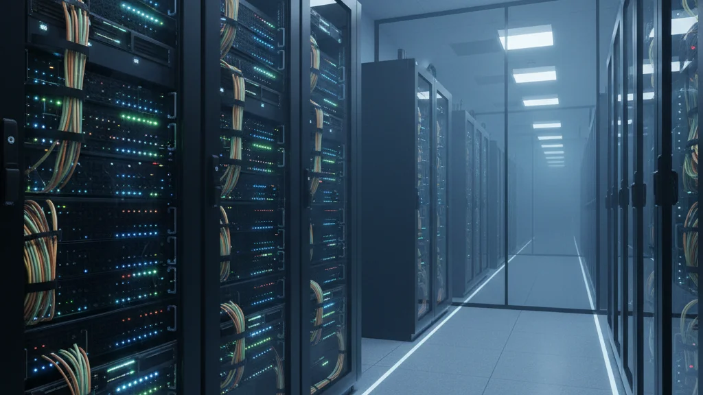 Modern business server room with rack-mounted servers showing the importance of server lifecycle management