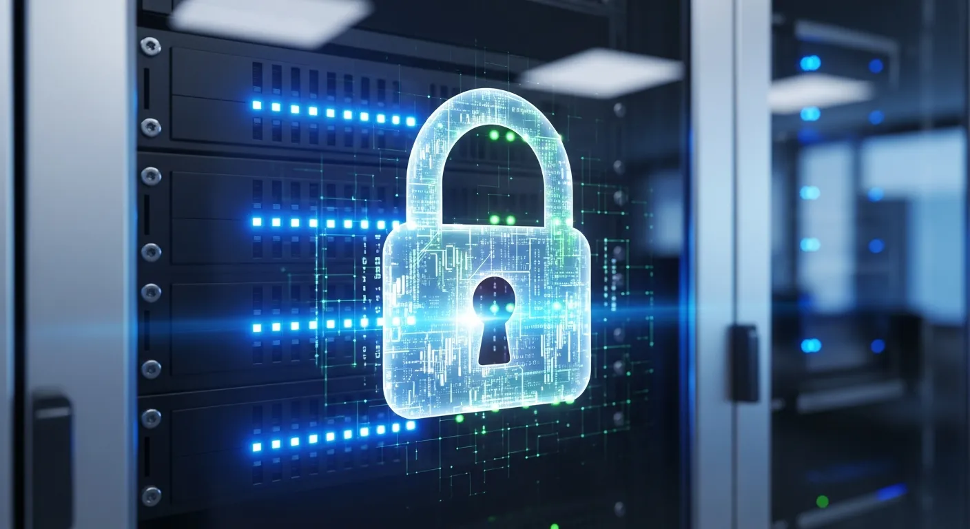 Cybersecurity protection for law firm data with server room and digital lock