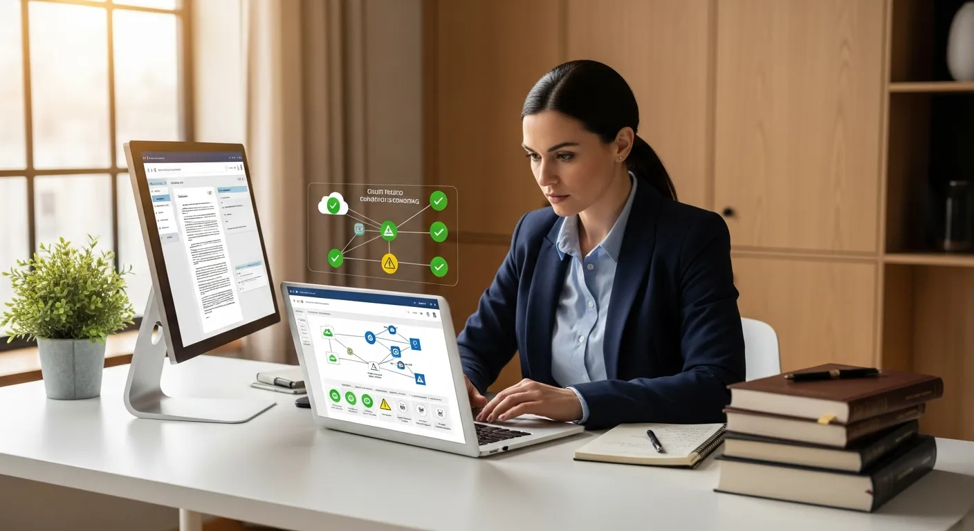 Attorney working remotely with secure cloud computing access
